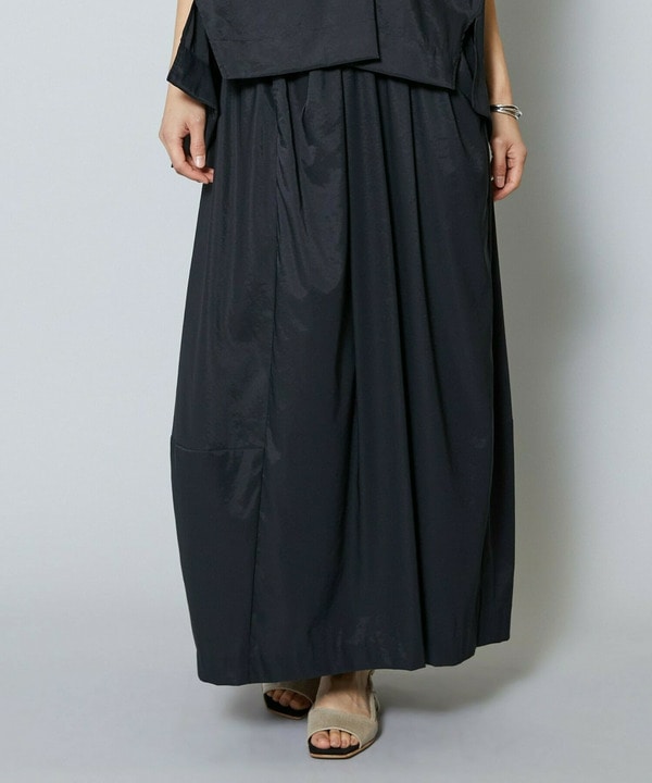 【Lサイズ】37.5ナイロンストレッチコクーンスカート 詳細画像 ブラック 2