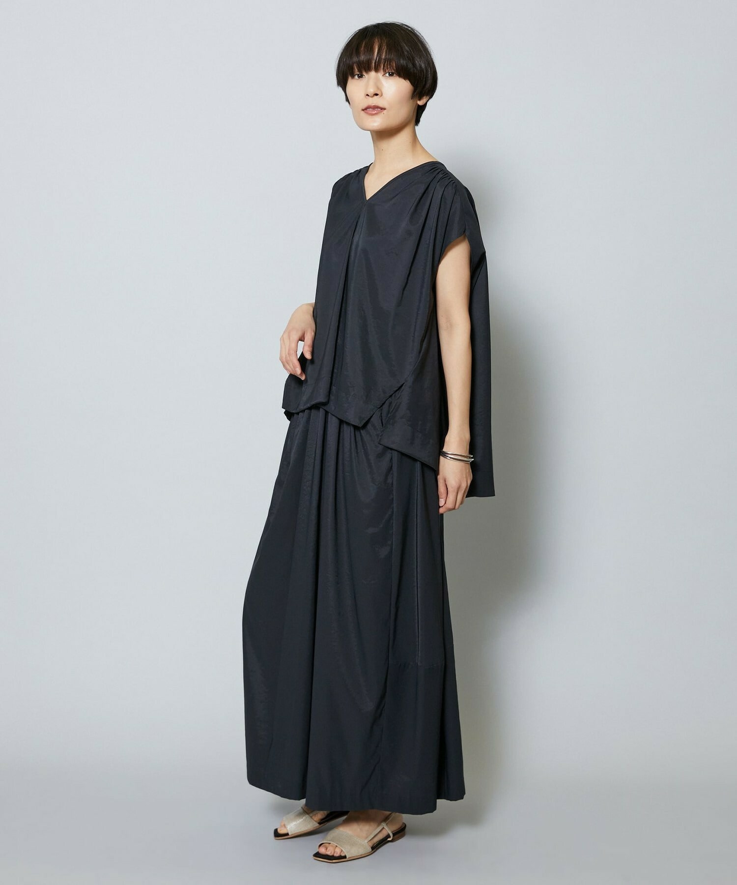 【MOGA】【Lサイズ】37.5ナイロンストレッチコクーンスカート 詳細画像 ブラック 10