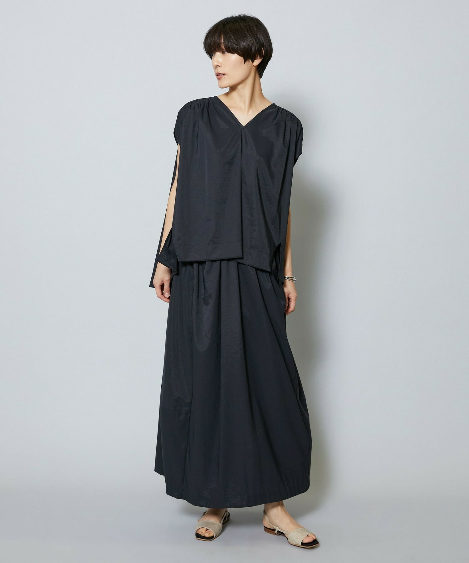 【MOGA】【Lサイズ】37.5ナイロンストレッチコクーンスカート 詳細画像 ブラック 11