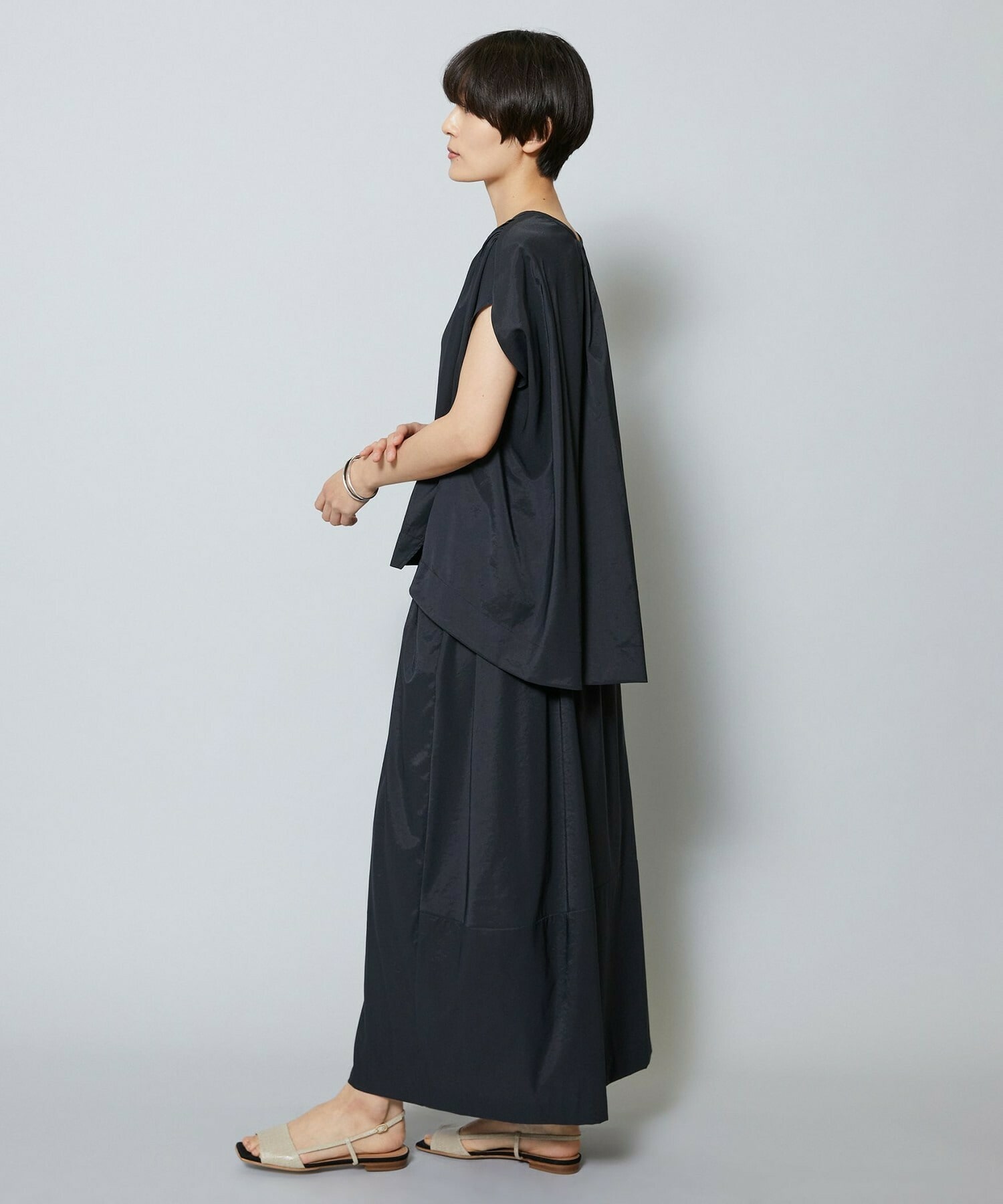 【MOGA】【Lサイズ】37.5ナイロンストレッチコクーンスカート 詳細画像 ブラック 12