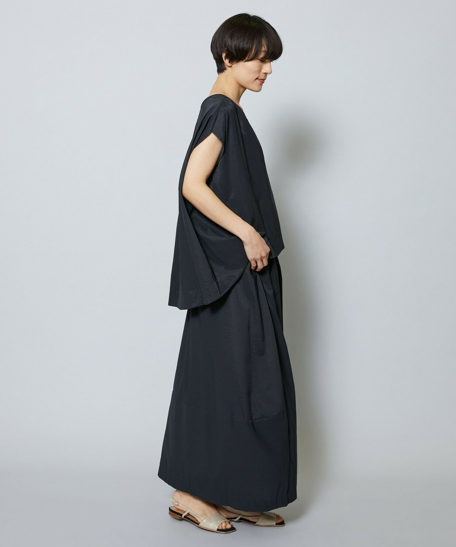 【MOGA】【Lサイズ】37.5ナイロンストレッチコクーンスカート 詳細画像 ブラック 17