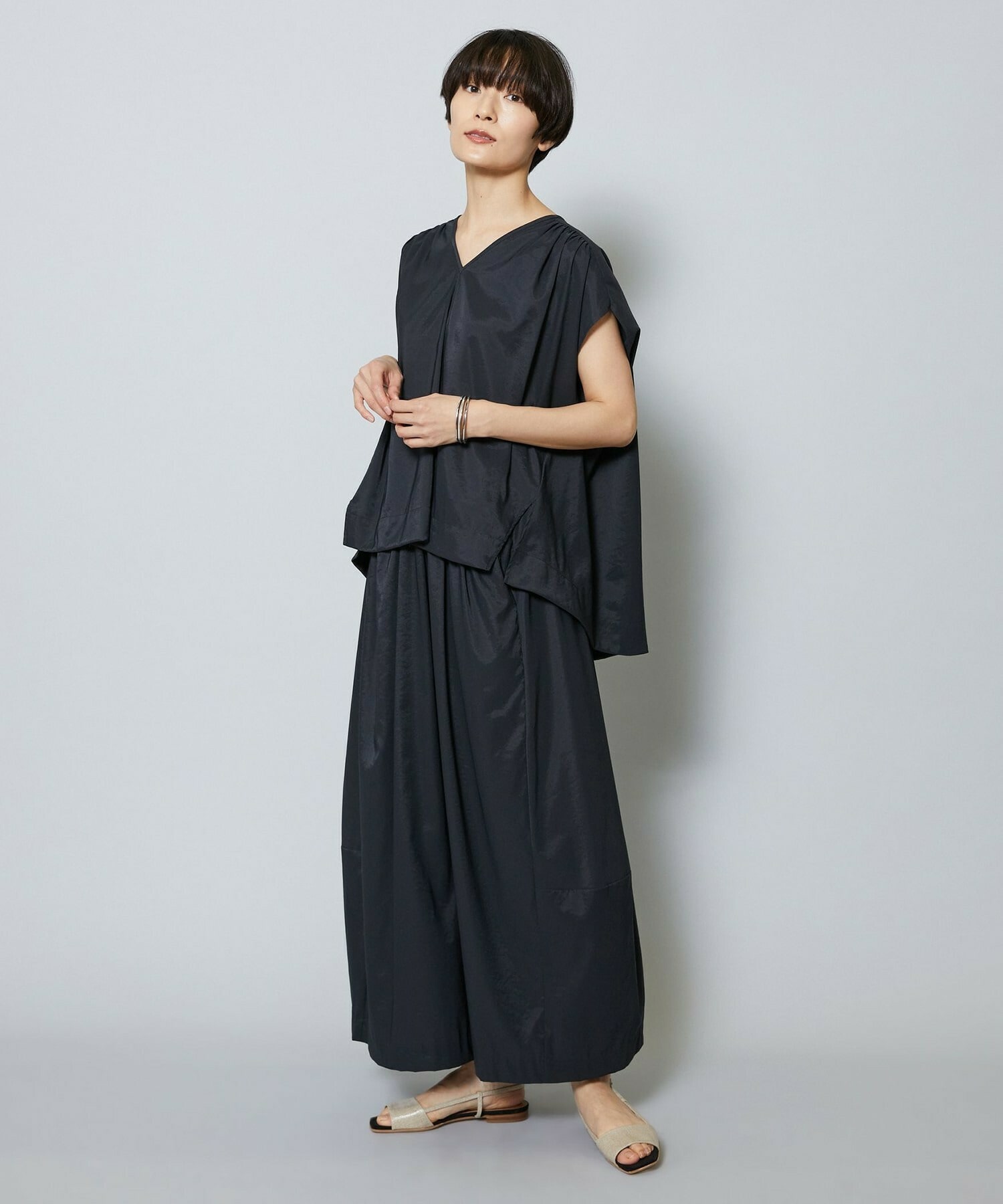 【MOGA】【Lサイズ】37.5ナイロンストレッチコクーンスカート 詳細画像 ブラック 9