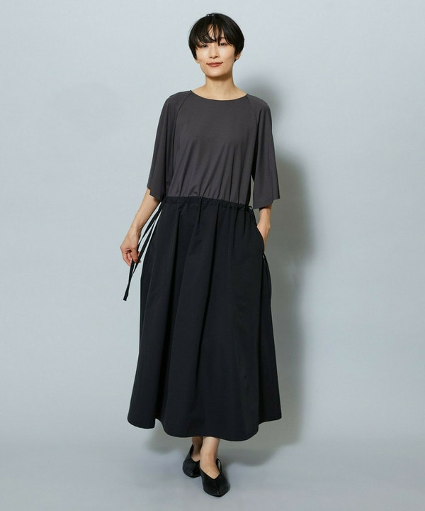 【Lサイズ】R/Nジャージードッキングフレアーワンピース 詳細画像 チャコール 2