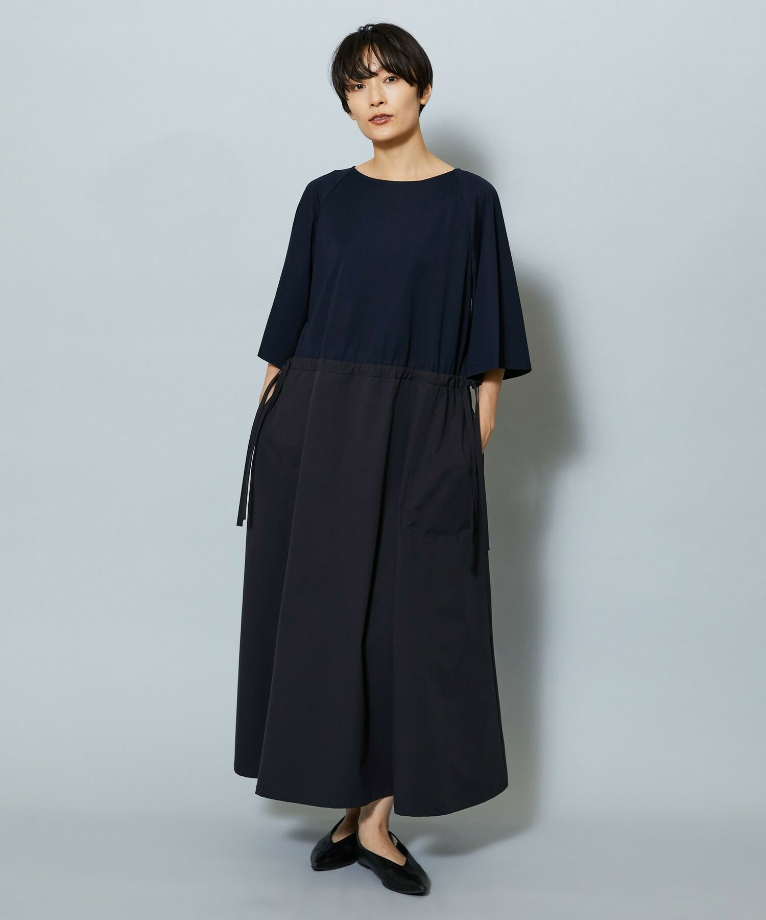 【MOGA】【Lサイズ】R/Nジャージードッキングフレアーワンピース 詳細画像 チャコール 17