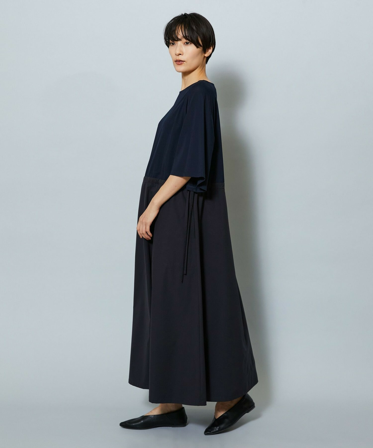 【MOGA】【Lサイズ】R/Nジャージードッキングフレアーワンピース 詳細画像 チャコール 19