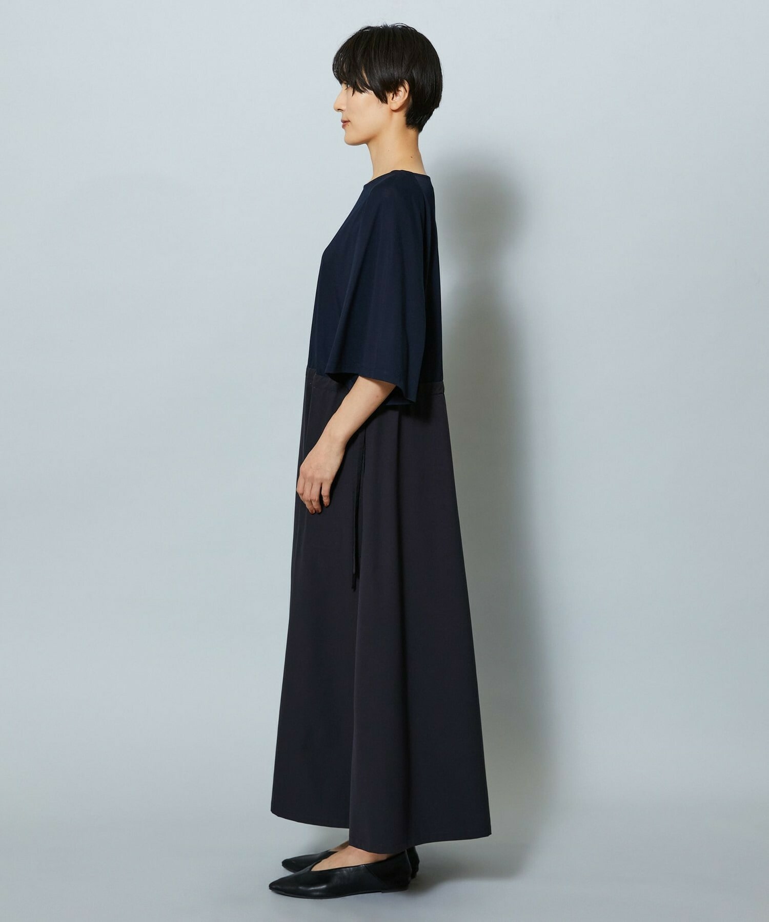 【MOGA】【Lサイズ】R/Nジャージードッキングフレアーワンピース 詳細画像 チャコール 24