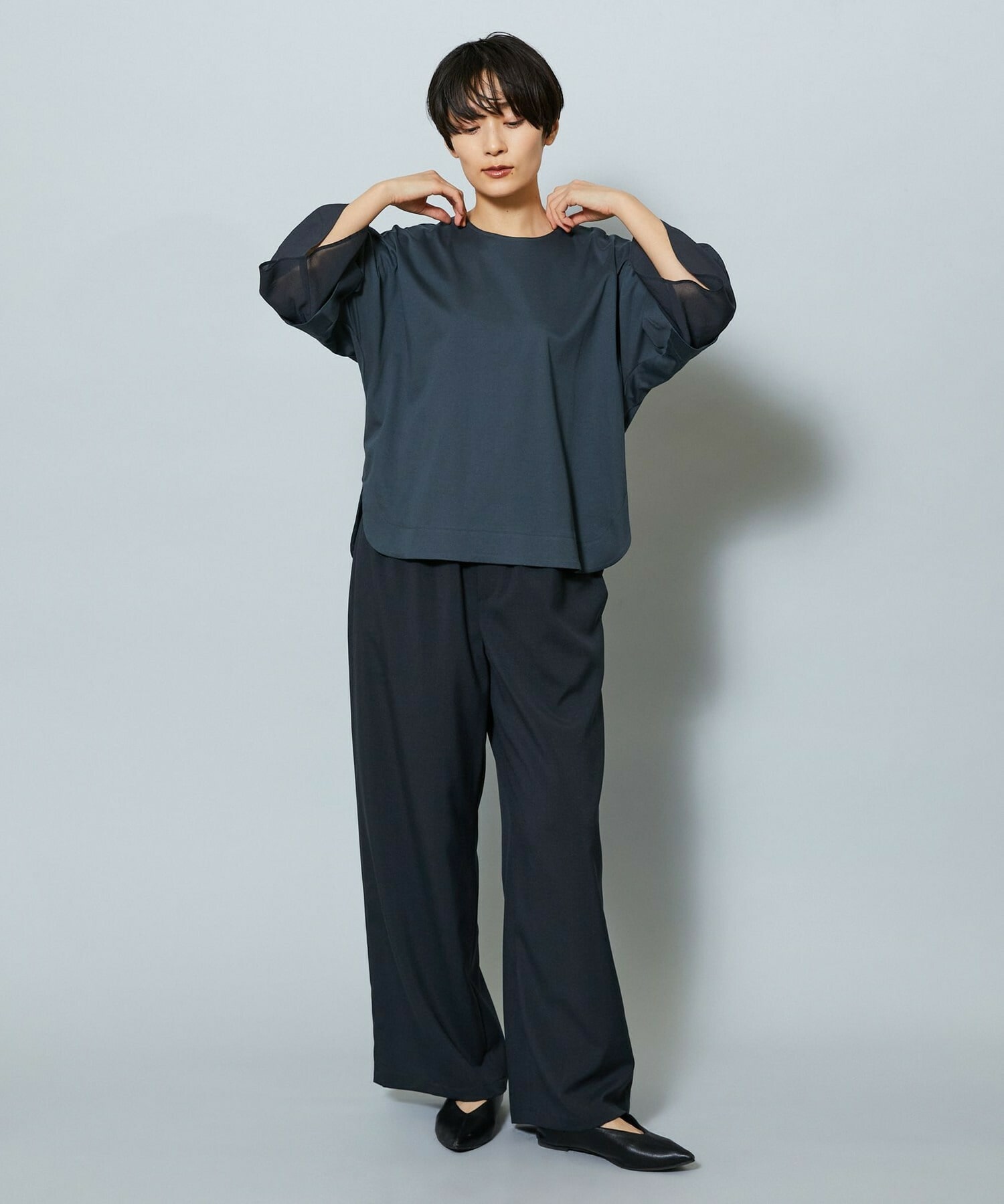 【MOGA】【Lサイズ】スーピマスムースブラウス 詳細画像 チャコールグレー 8