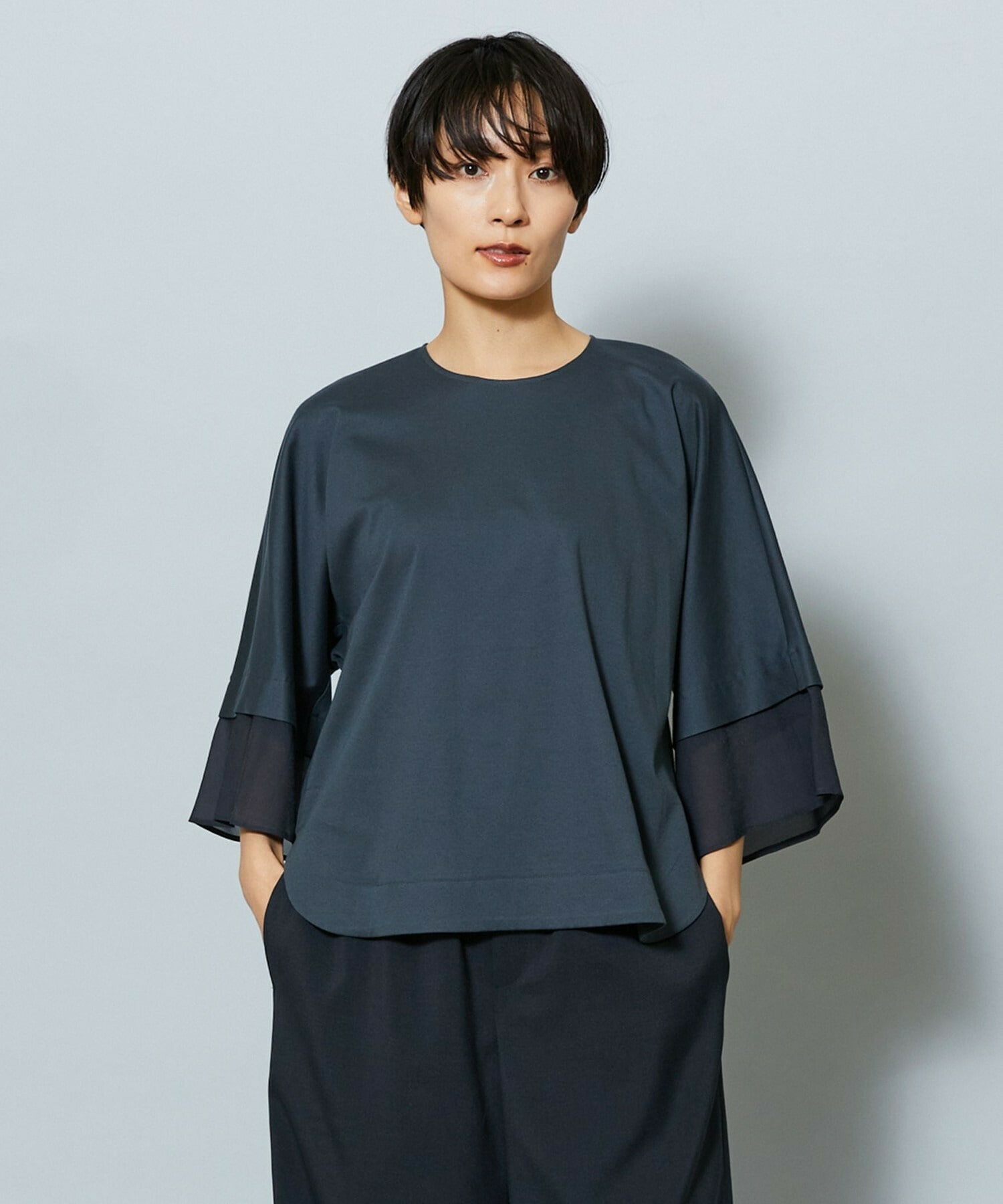 【MOGA】【Lサイズ】スーピマスムースブラウス 詳細画像 チャコールグレー 2