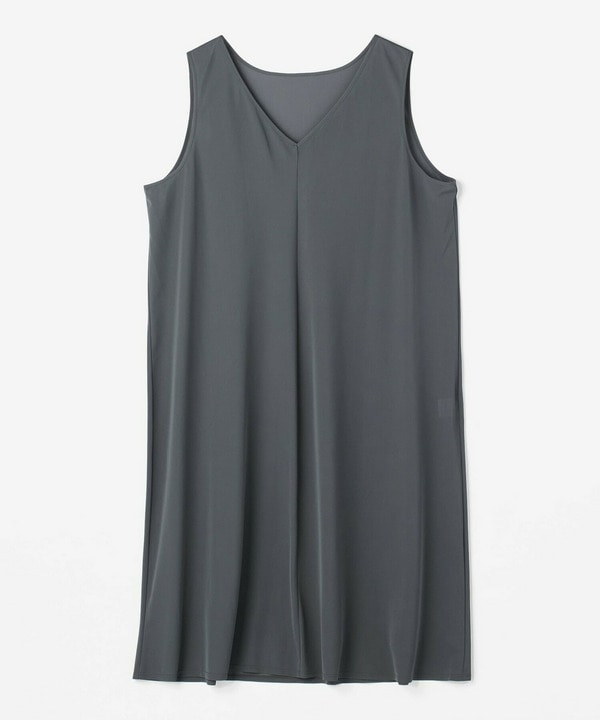 【Lサイズ】シャイニーローンタンブラーAラインシルエットワンピース 詳細画像 チャコールグレー 2