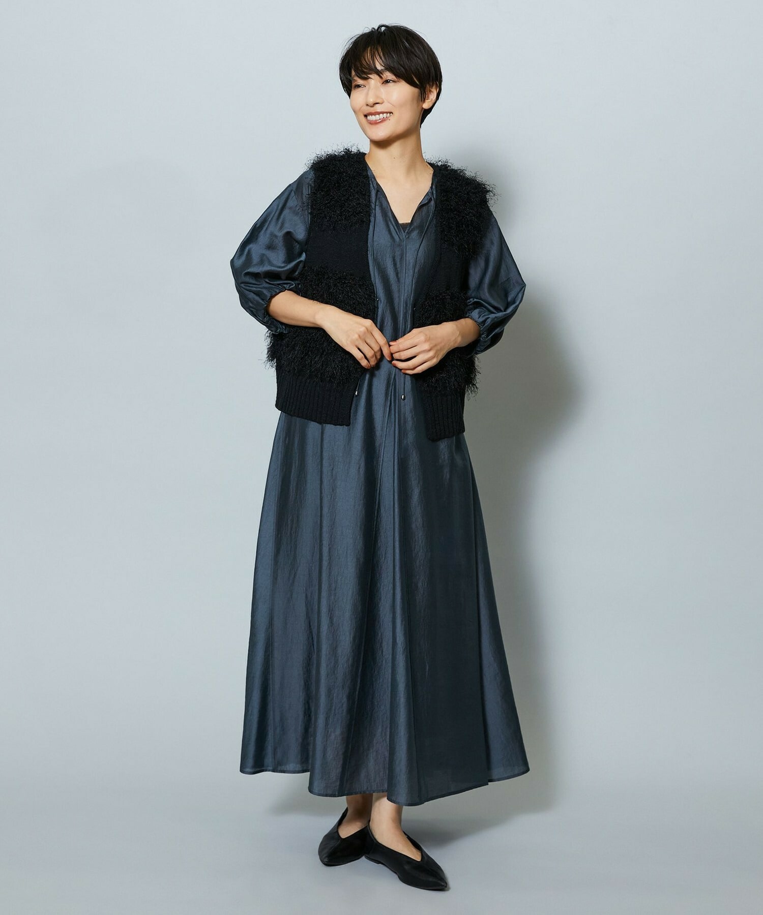 【MOGA】【Lサイズ】シャイニーローンタンブラーAラインシルエットワンピース 詳細画像 パープル 12