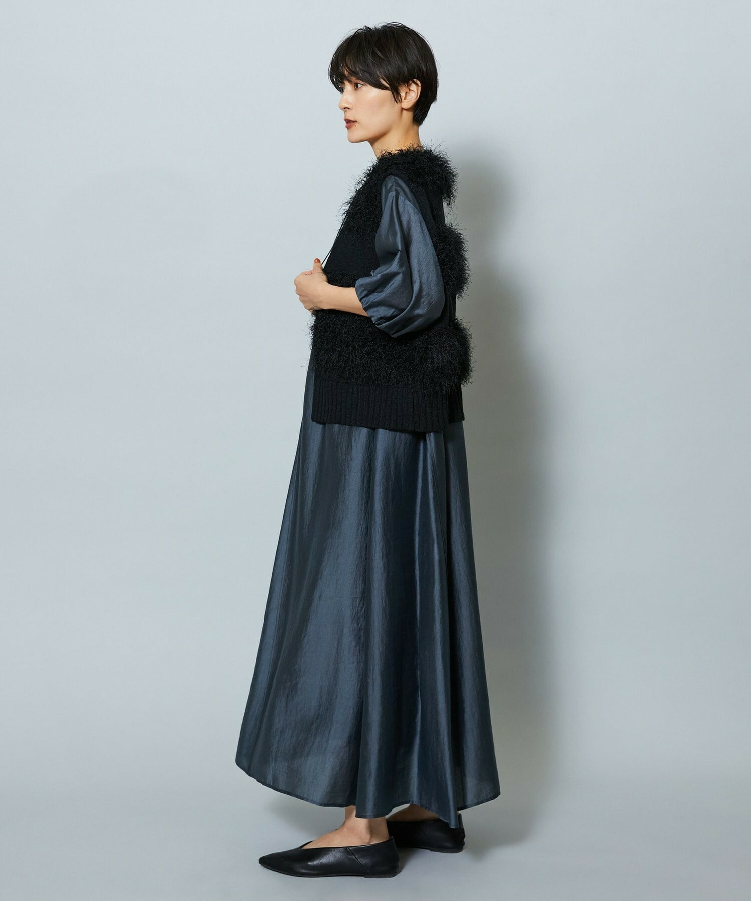 【MOGA】【Lサイズ】シャイニーローンタンブラーAラインシルエットワンピース 詳細画像 パープル 13