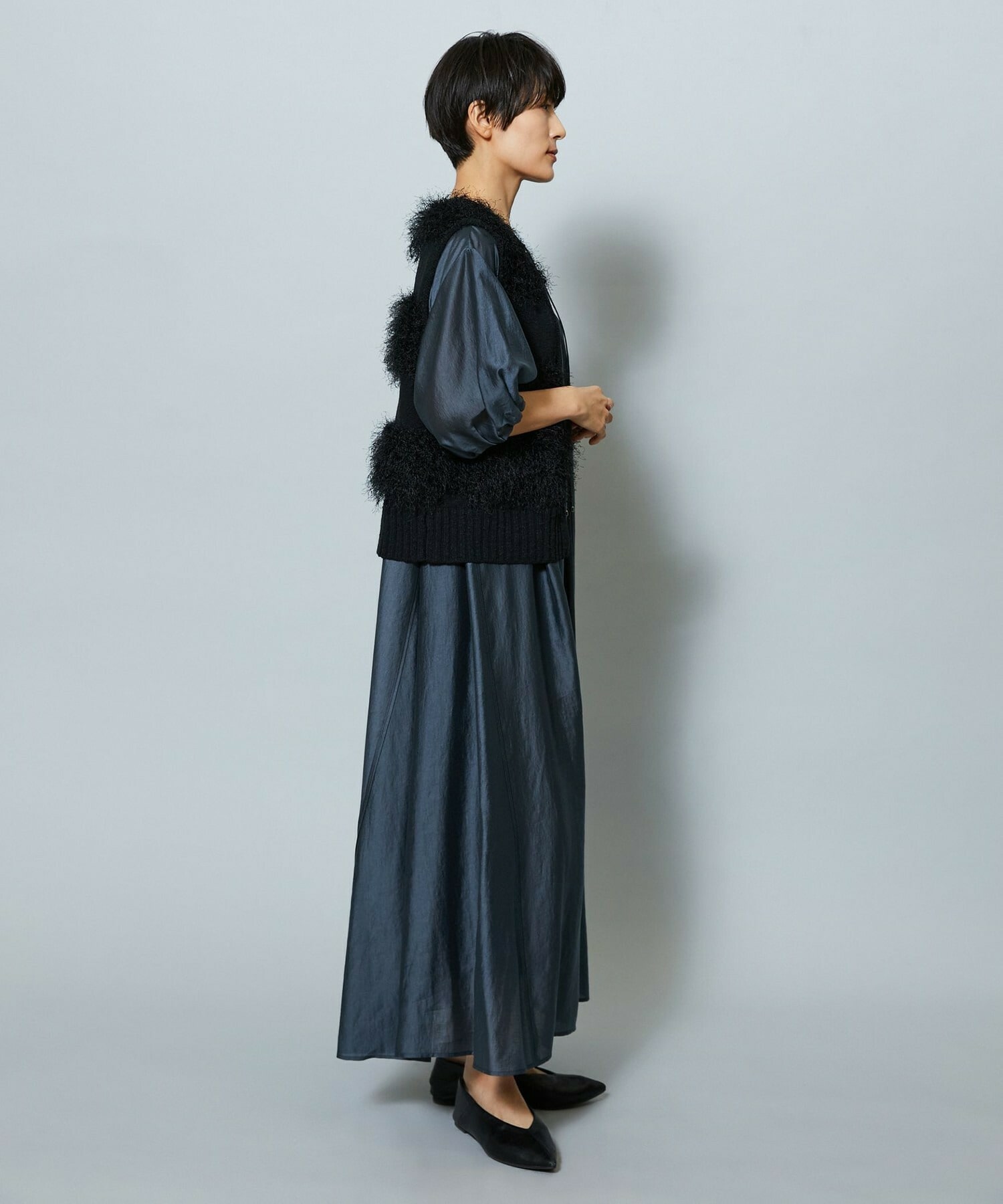 【MOGA】【Lサイズ】シャイニーローンタンブラーAラインシルエットワンピース 詳細画像 パープル 15