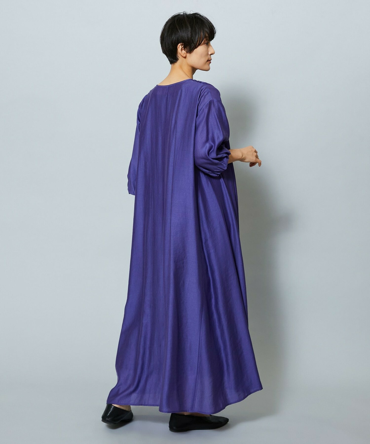 【MOGA】【Lサイズ】シャイニーローンタンブラーAラインシルエットワンピース 詳細画像 パープル 19