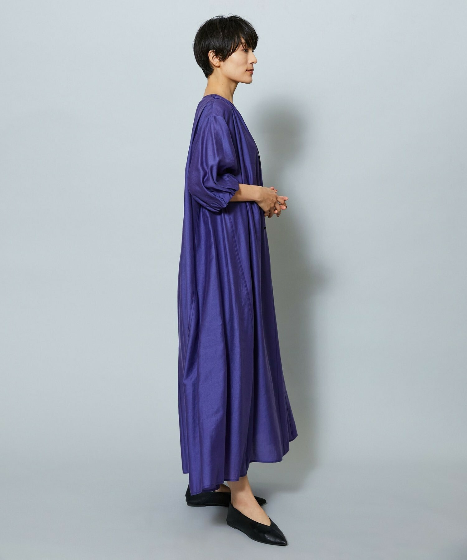 【MOGA】【Lサイズ】シャイニーローンタンブラーAラインシルエットワンピース 詳細画像 パープル 20