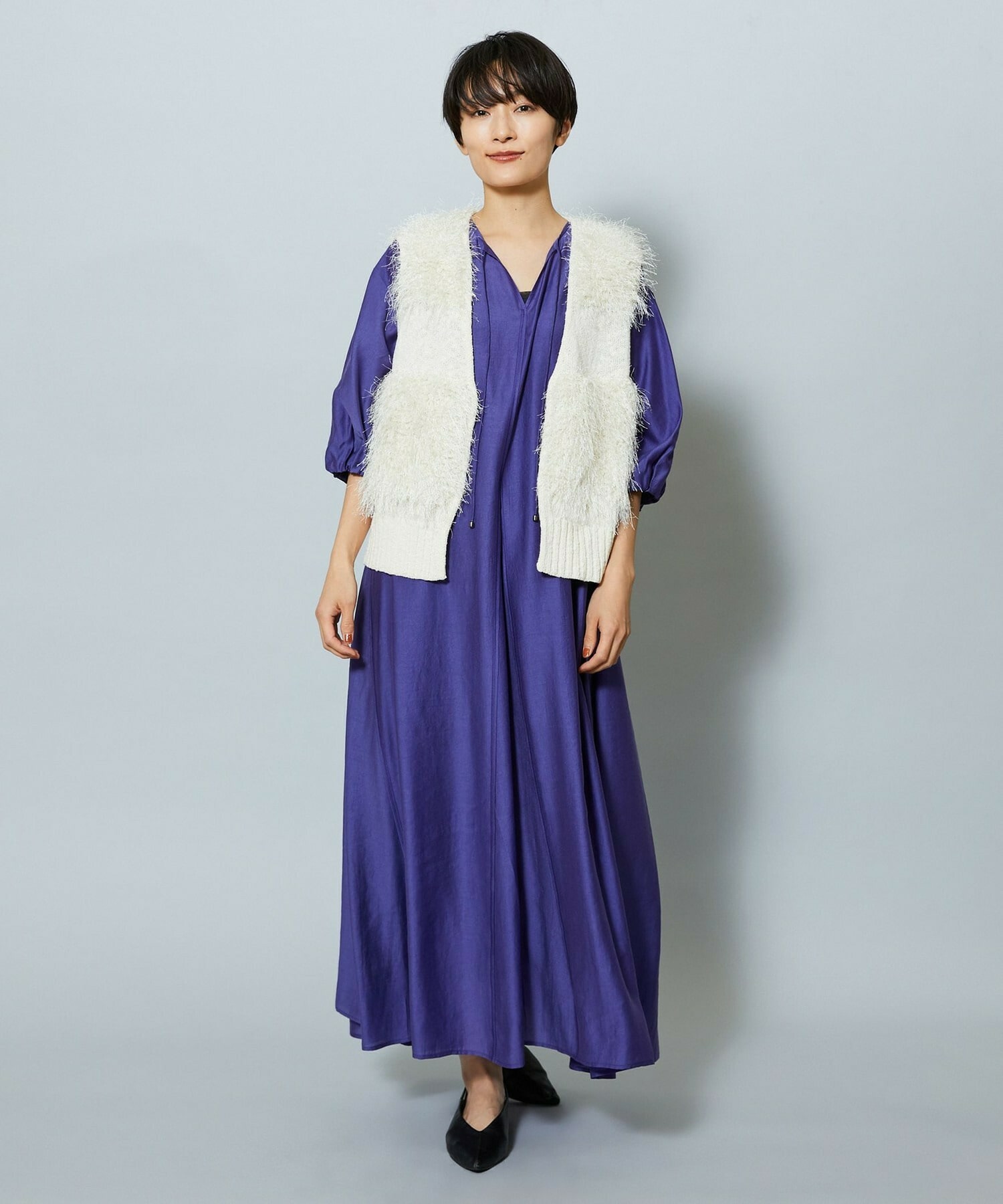 【MOGA】【Lサイズ】シャイニーローンタンブラーAラインシルエットワンピース 詳細画像 パープル 21