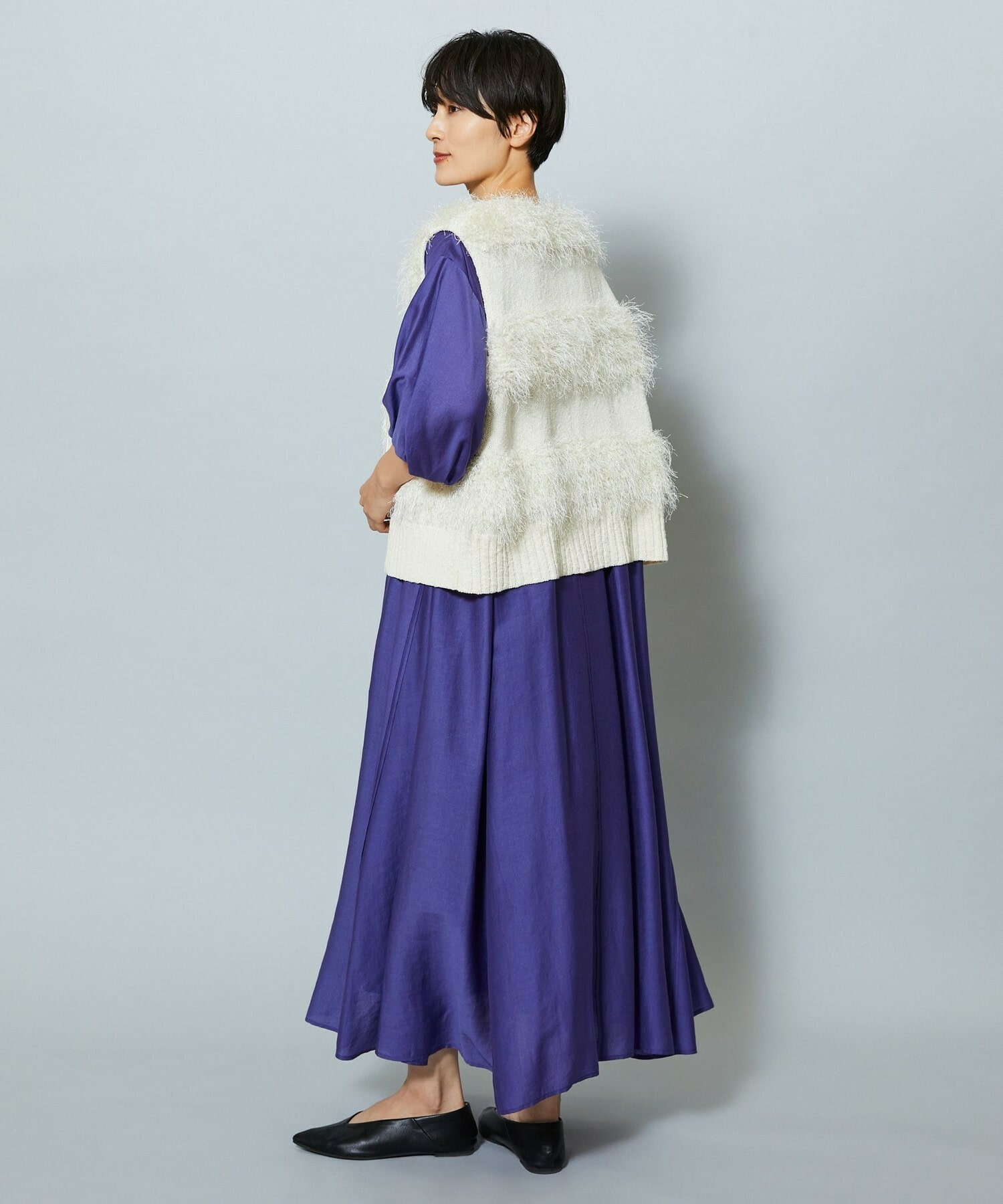 【MOGA】【Lサイズ】シャイニーローンタンブラーAラインシルエットワンピース 詳細画像 パープル 22