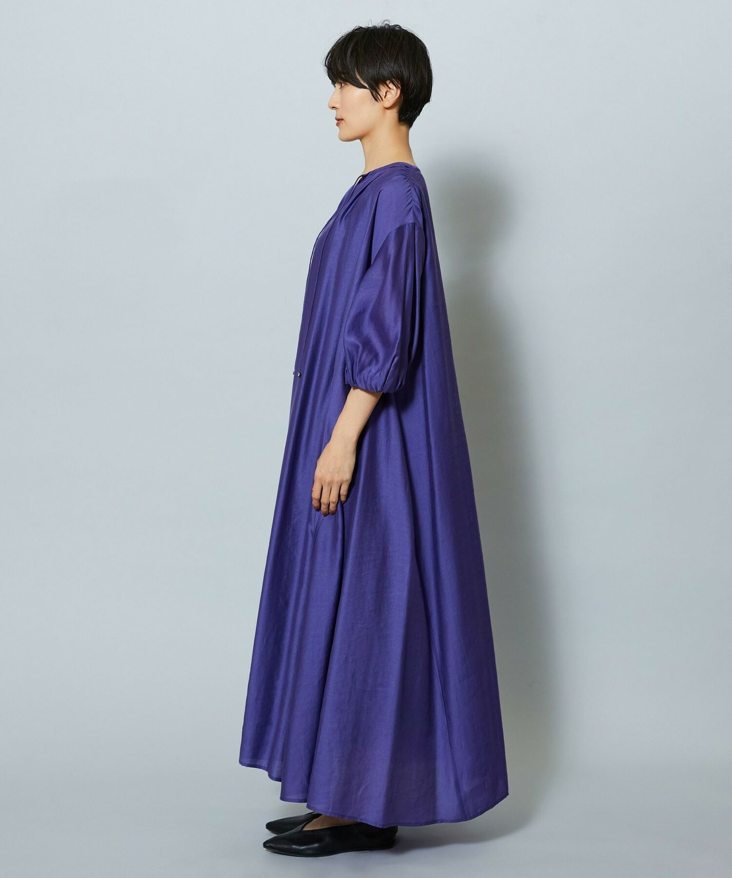 【MOGA】【Lサイズ】シャイニーローンタンブラーAラインシルエットワンピース 詳細画像 パープル 25