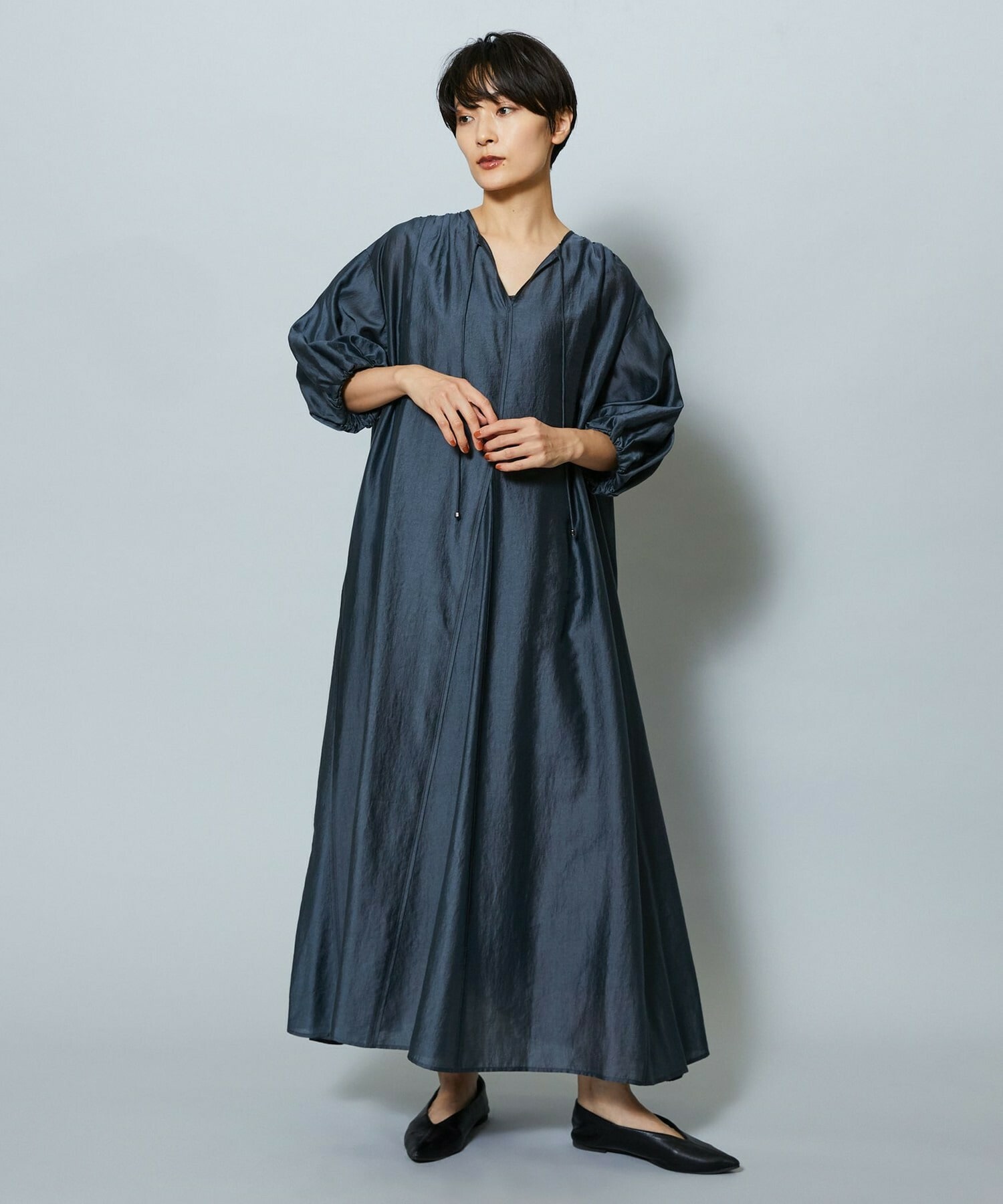 【MOGA】【Lサイズ】シャイニーローンタンブラーAラインシルエットワンピース 詳細画像 パープル 7