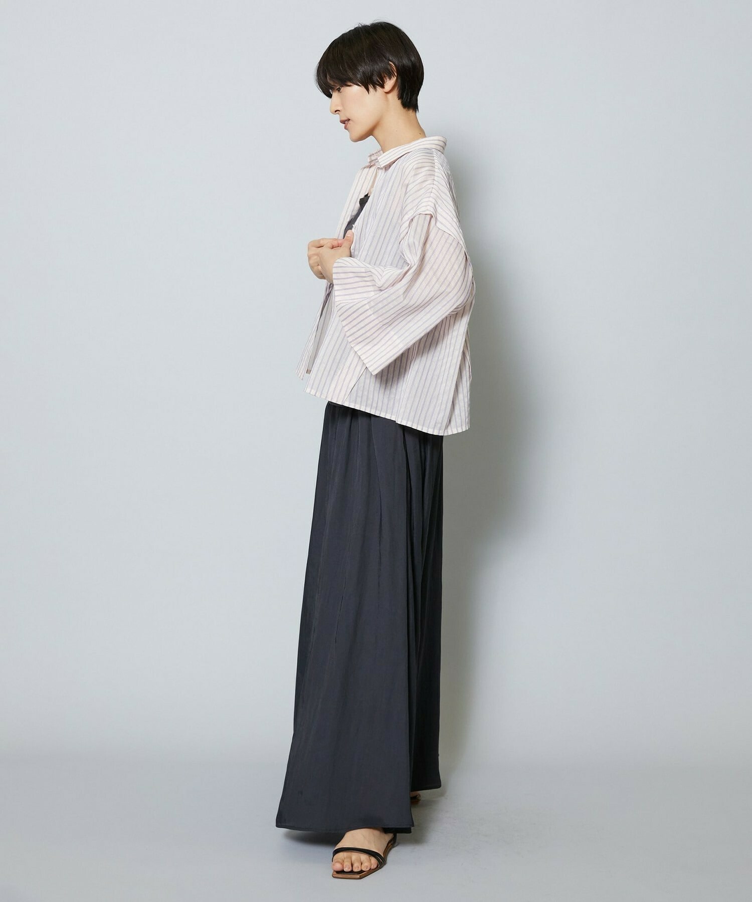 【MOGA】【Lサイズ】シアーストライプシャツ 詳細画像 パープル 10