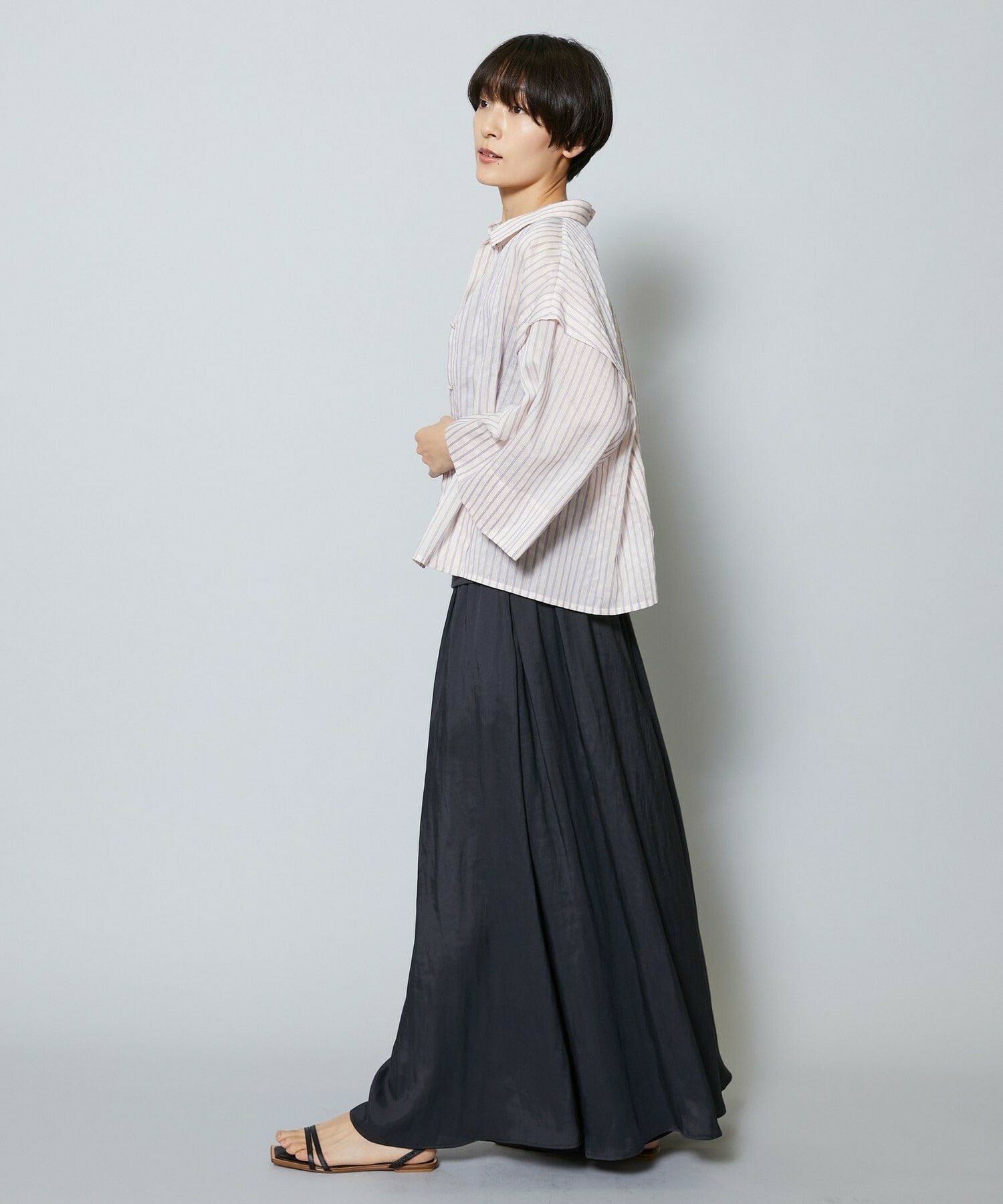 【MOGA】【Lサイズ】シアーストライプシャツ 詳細画像 パープル 11