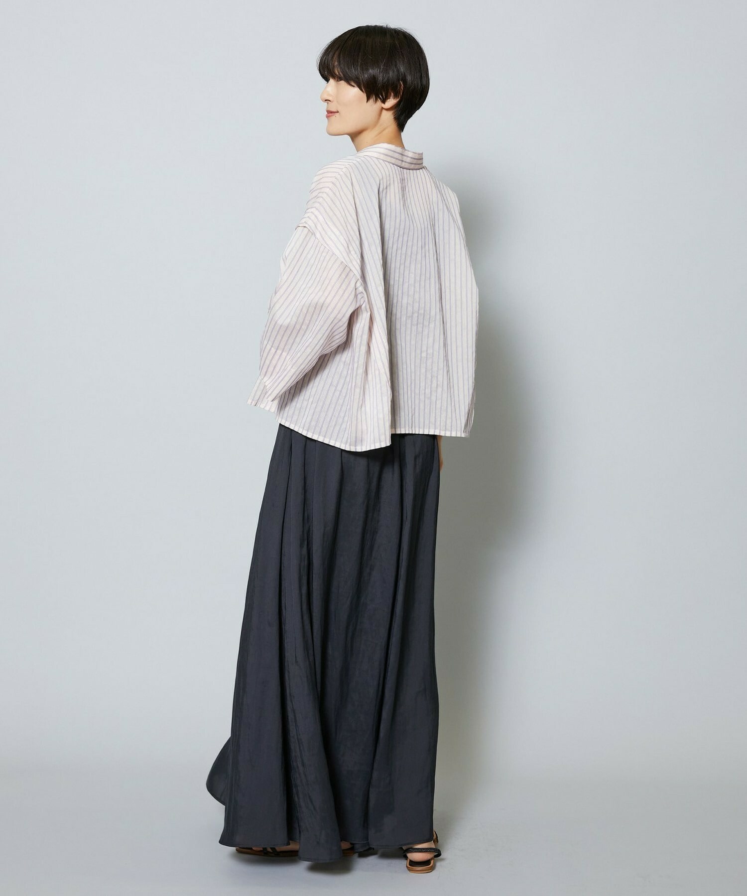 【MOGA】【Lサイズ】シアーストライプシャツ 詳細画像 パープル 12