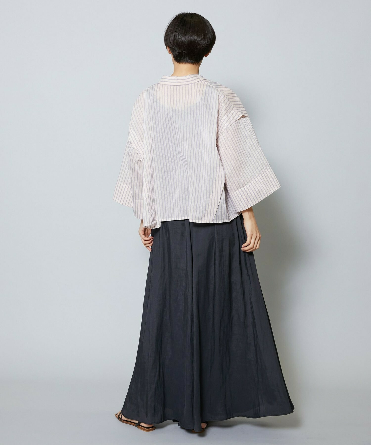 【MOGA】【Lサイズ】シアーストライプシャツ 詳細画像 パープル 13