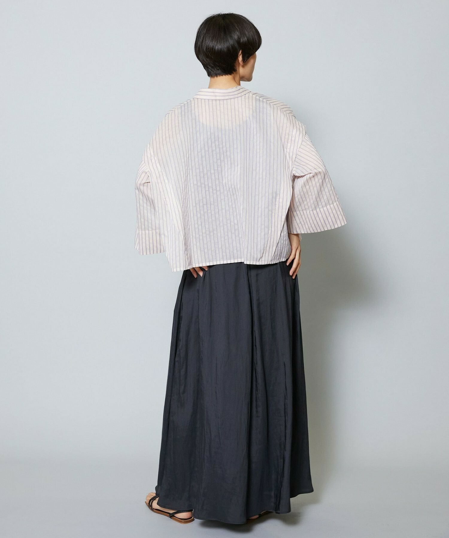 【MOGA】【Lサイズ】シアーストライプシャツ 詳細画像 パープル 14