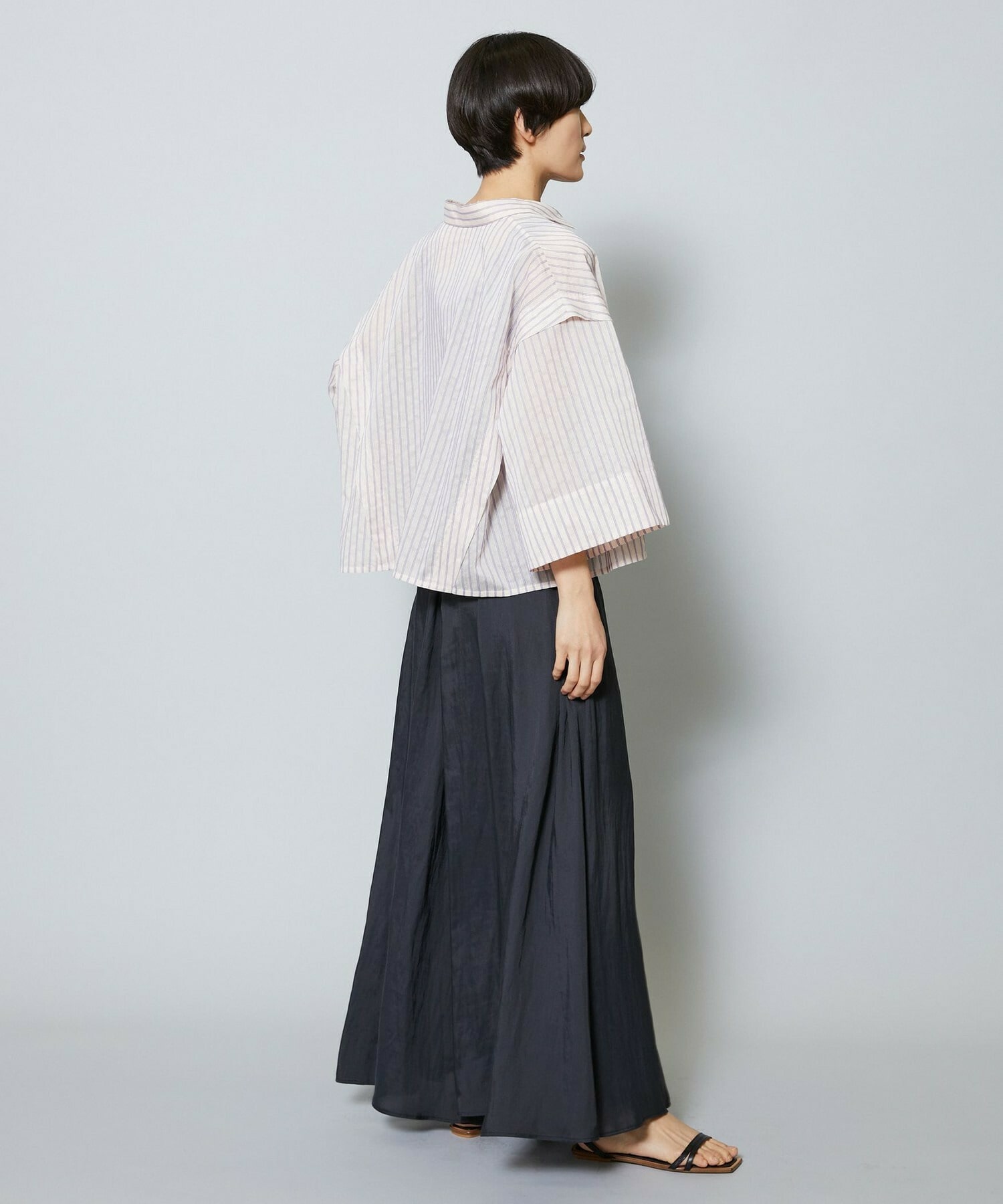 【MOGA】【Lサイズ】シアーストライプシャツ 詳細画像 パープル 15