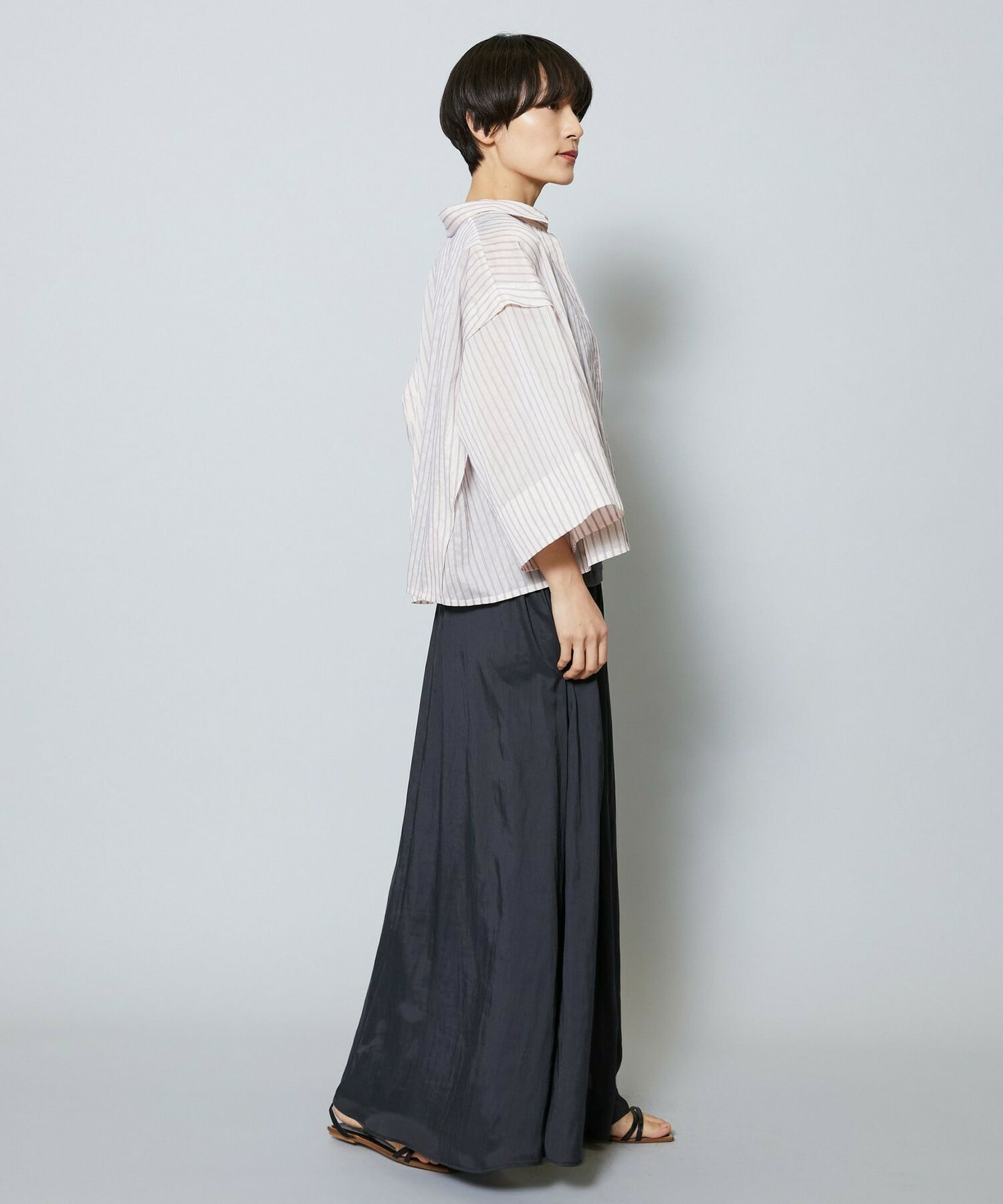 【MOGA】【Lサイズ】シアーストライプシャツ 詳細画像 パープル 16