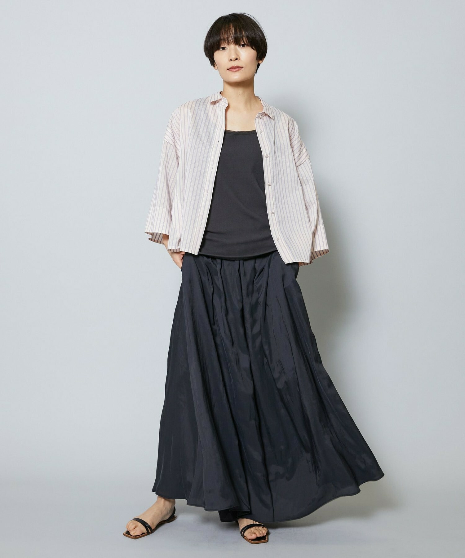 【MOGA】【Lサイズ】シアーストライプシャツ 詳細画像 パープル 17