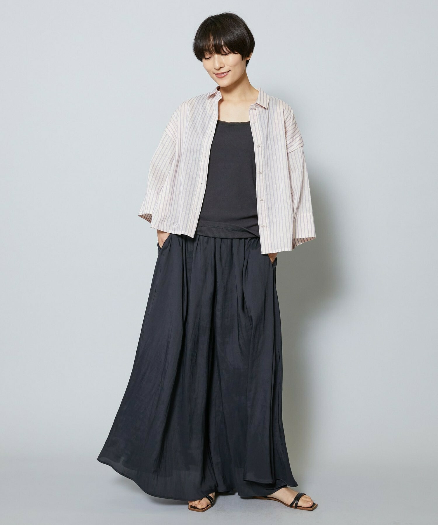 【MOGA】【Lサイズ】シアーストライプシャツ 詳細画像 パープル 18