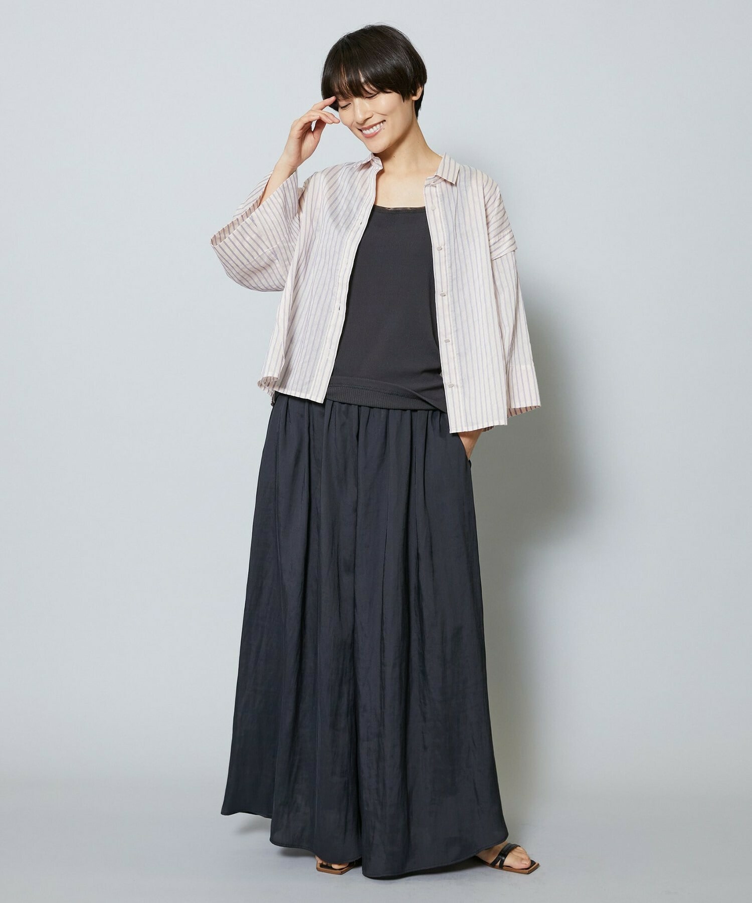 【MOGA】【Lサイズ】シアーストライプシャツ 詳細画像 パープル 19