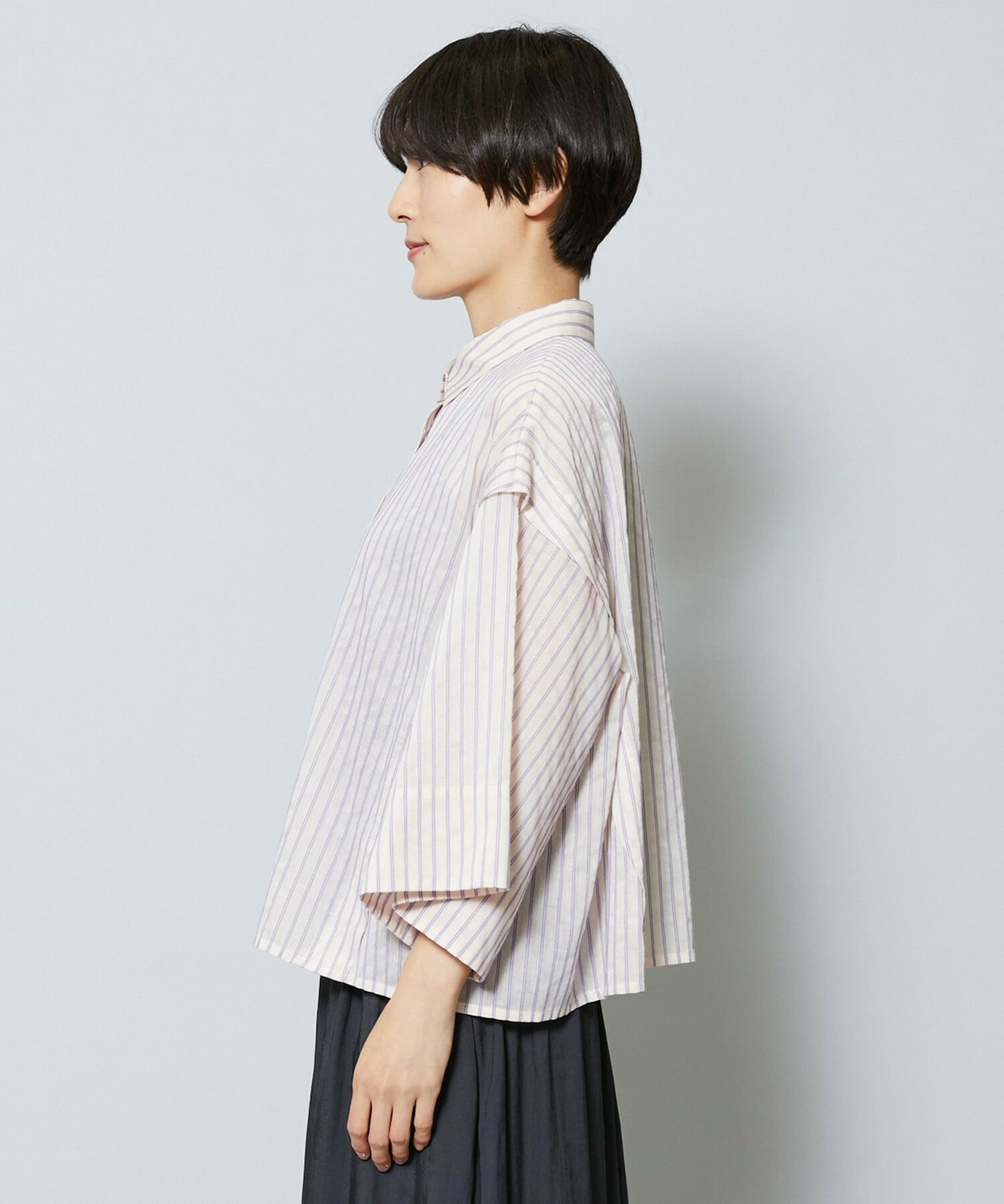 【MOGA】【Lサイズ】シアーストライプシャツ 詳細画像 パープル 21