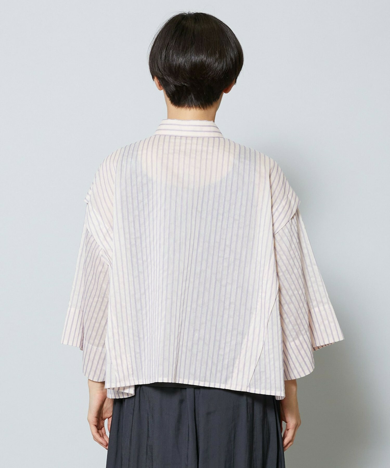 【MOGA】【Lサイズ】シアーストライプシャツ 詳細画像 パープル 22