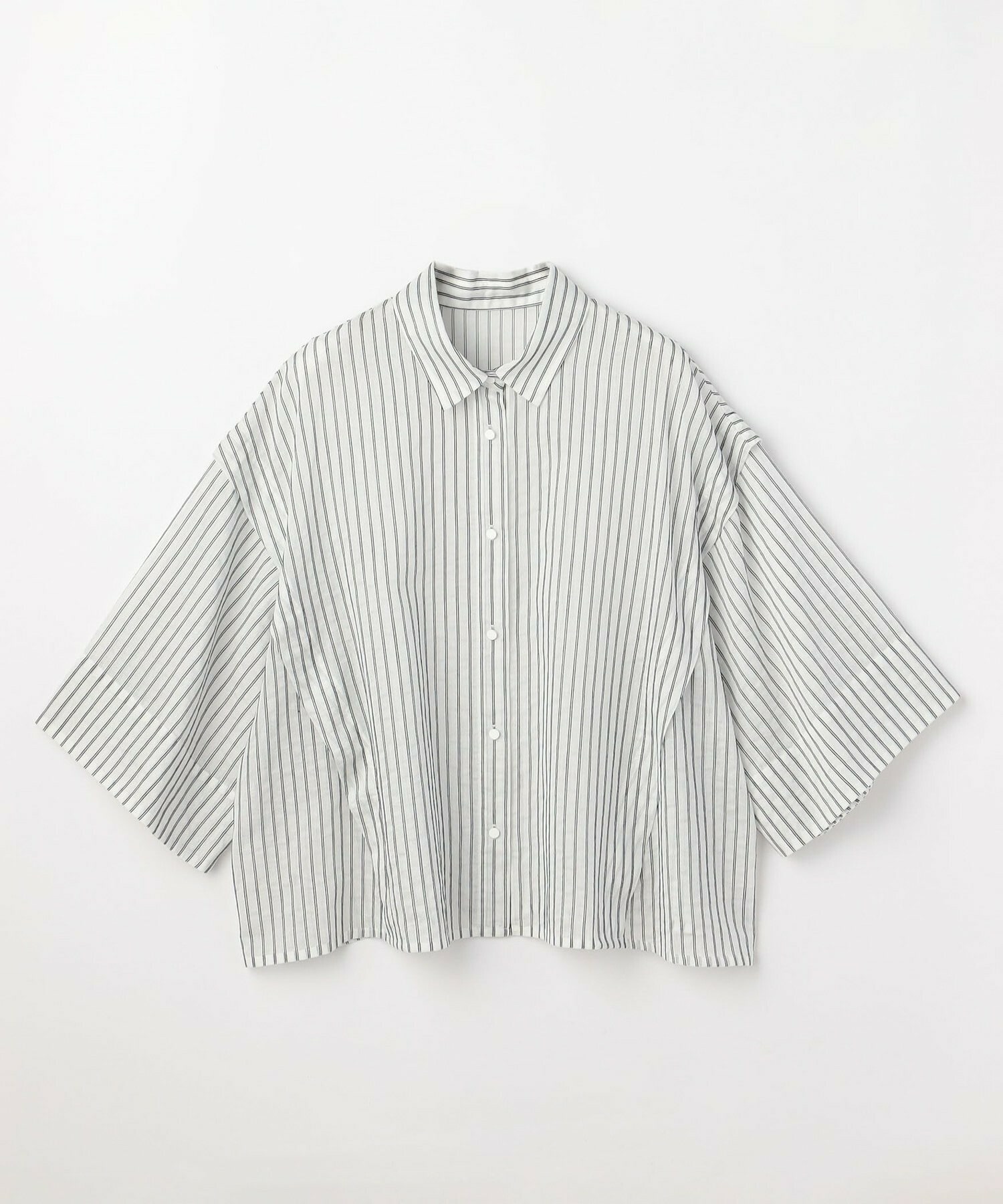 【MOGA】【Lサイズ】シアーストライプシャツ 詳細画像 ホワイト×ブラック 1