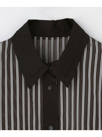 【MOGA】【Lサイズ】シアーメモリーストライプシャツブラウス 詳細画像 サックスブルー 1