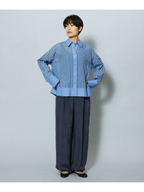 【MOGA】【Lサイズ】シアーメモリーストライプシャツブラウス 詳細画像 サックスブルー 17