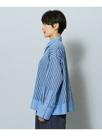 【MOGA】【Lサイズ】シアーメモリーストライプシャツブラウス 詳細画像 サックスブルー 25