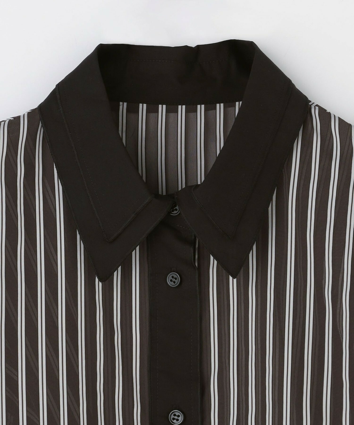 【MOGA】【Lサイズ】シアーメモリーストライプシャツブラウス 詳細画像 サックスブルー 1