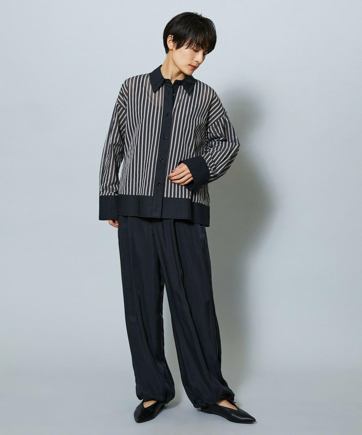 【MOGA】【Lサイズ】パウダリーキュプラパラシュートパンツ 詳細画像 チャコールグレー 14