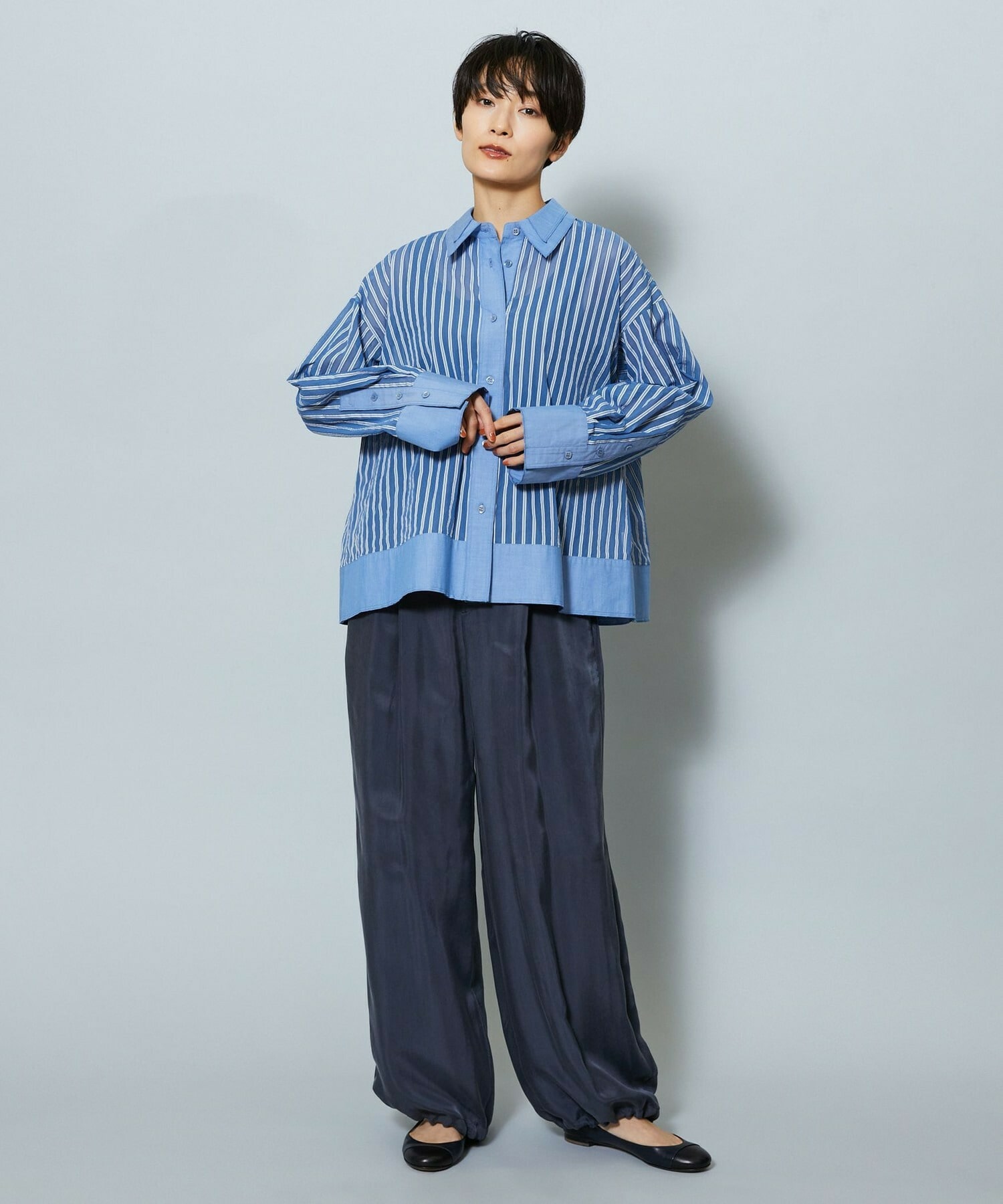 【MOGA】【Lサイズ】パウダリーキュプラパラシュートパンツ 詳細画像 チャコールグレー 18