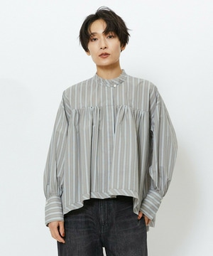 【feerique】【Lサイズ】feerique　エアリーコットンAラインブラウス 詳細画像 グレー 2