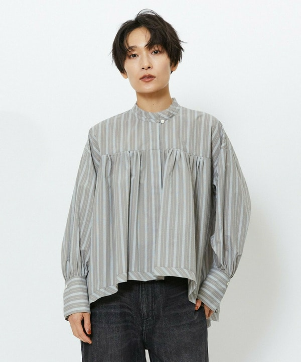【Lサイズ】feerique　エアリーコットンAラインブラウス 詳細画像 グレー 2