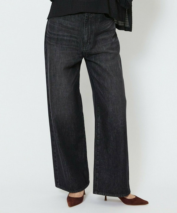 【Lサイズ】feerique　ワイドデニムパンツ 詳細画像 ブラック 2