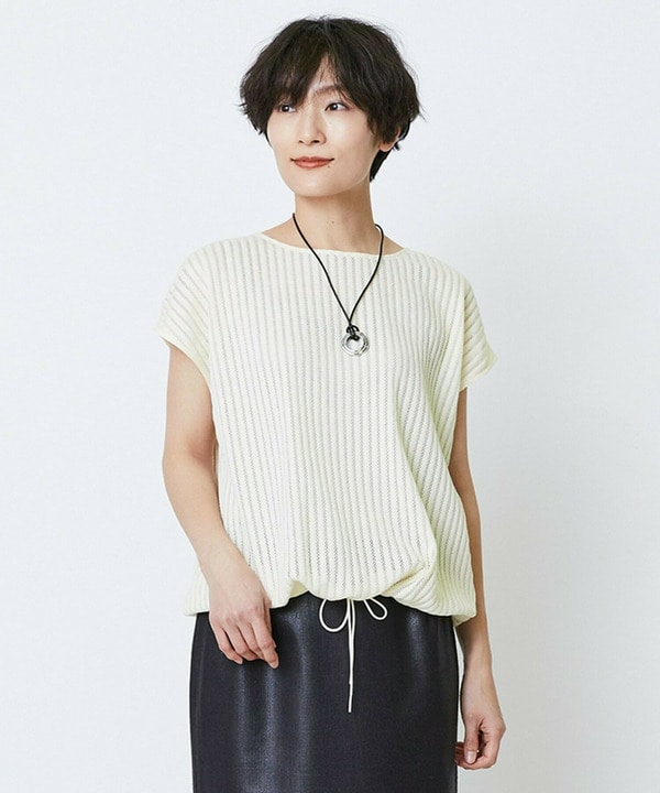 【Lサイズ】feerique ラッセルメッシュストライププルオーバー 詳細画像 オフホワイト 2