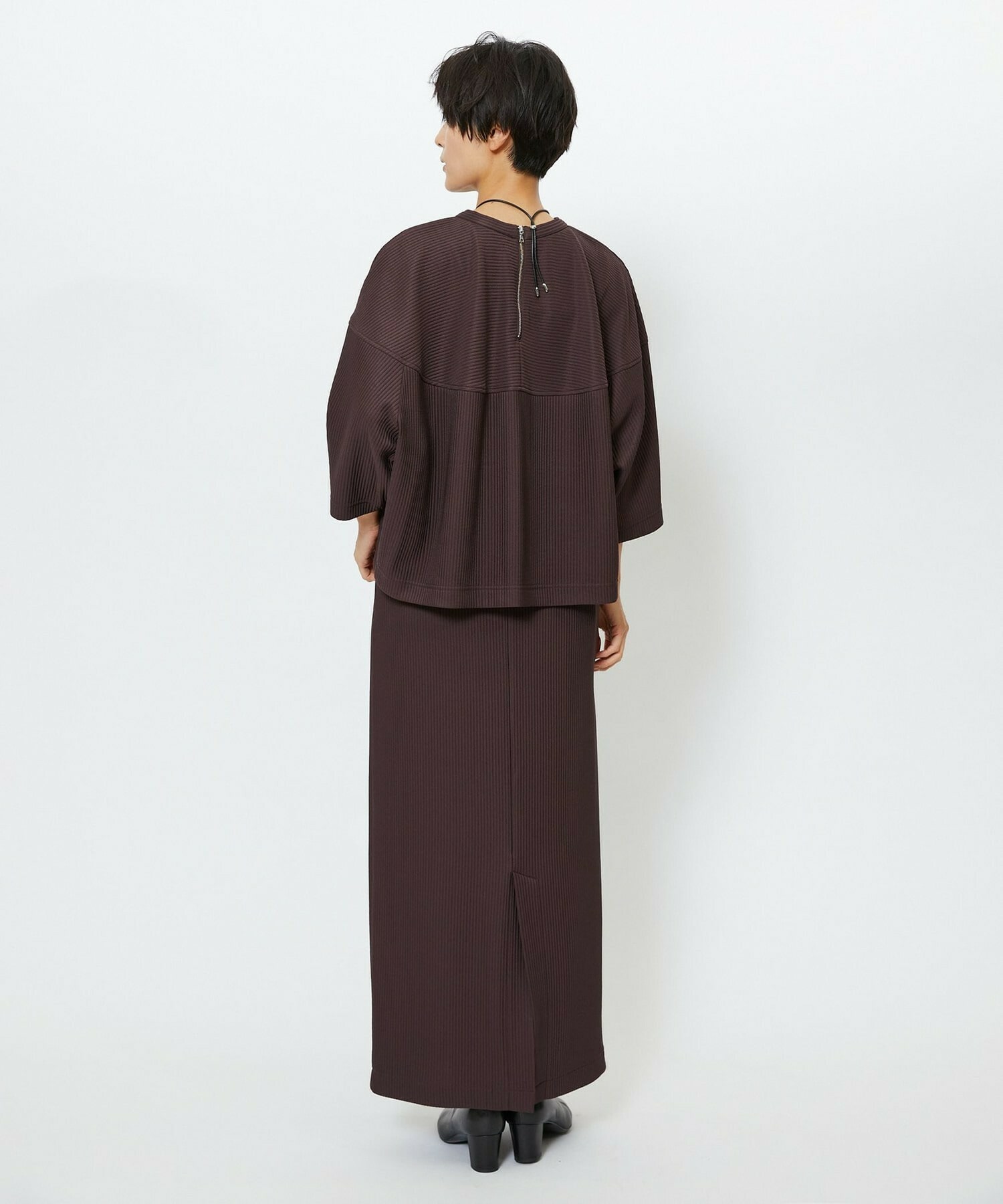 【feerique】【Lサイズ】feerique　キルトストライプコクーンシルエットプルオーバー 詳細画像 ブラウン 12