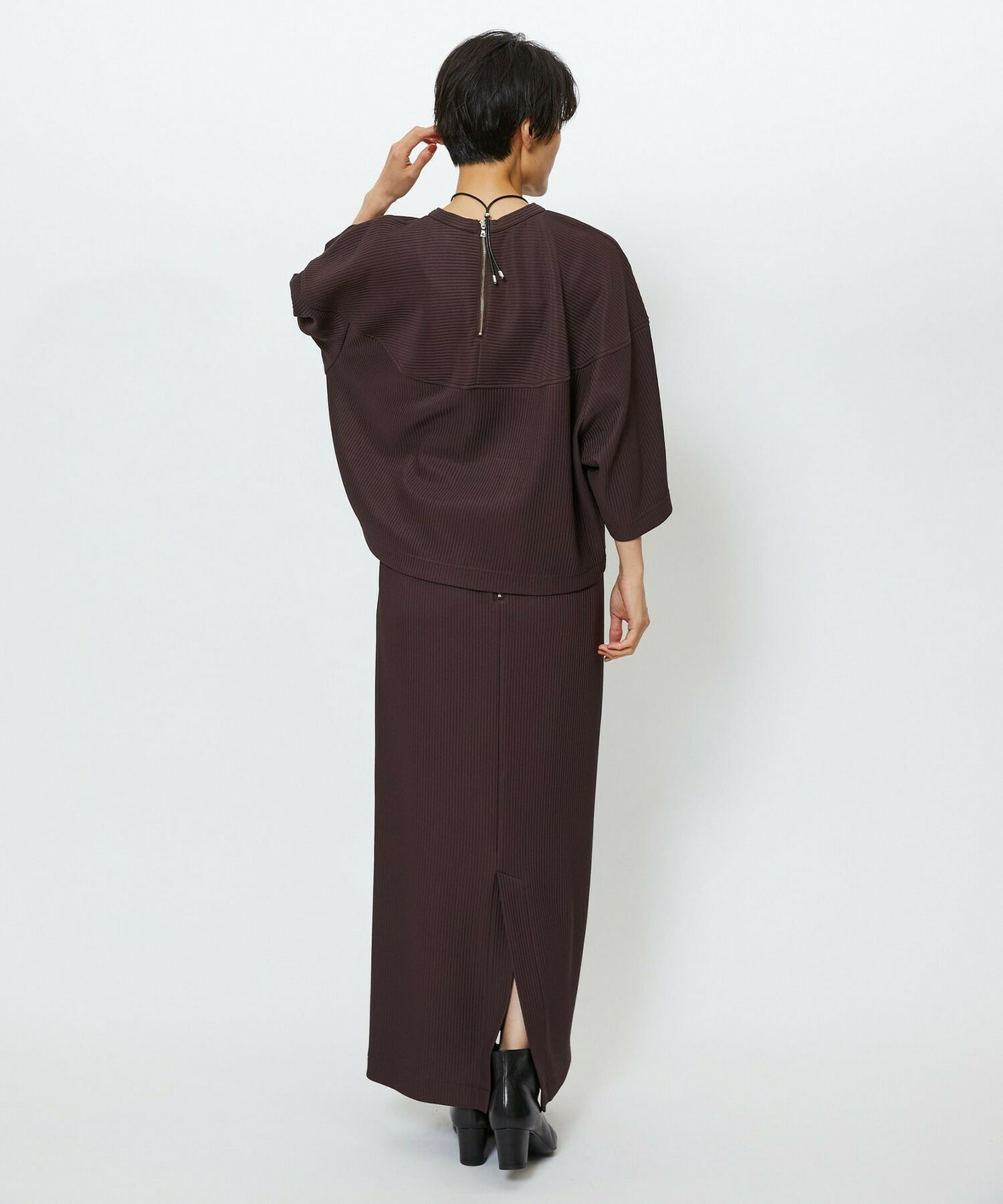 【feerique】【Lサイズ】feerique　キルトストライプコクーンシルエットプルオーバー 詳細画像 ブラウン 13