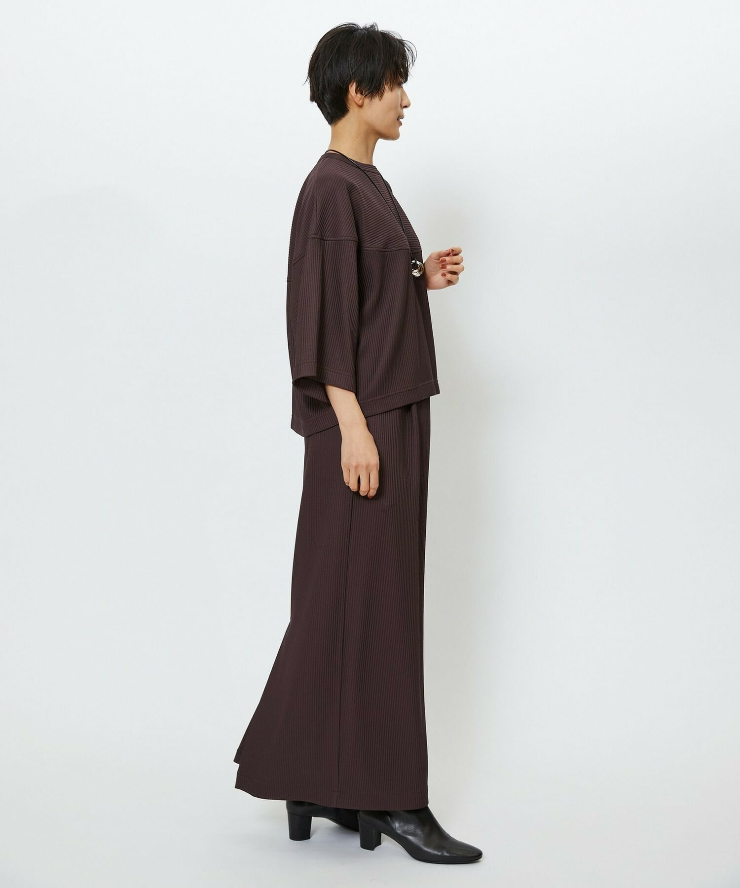 【feerique】【Lサイズ】feerique　キルトストライプコクーンシルエットプルオーバー 詳細画像 ブラウン 14