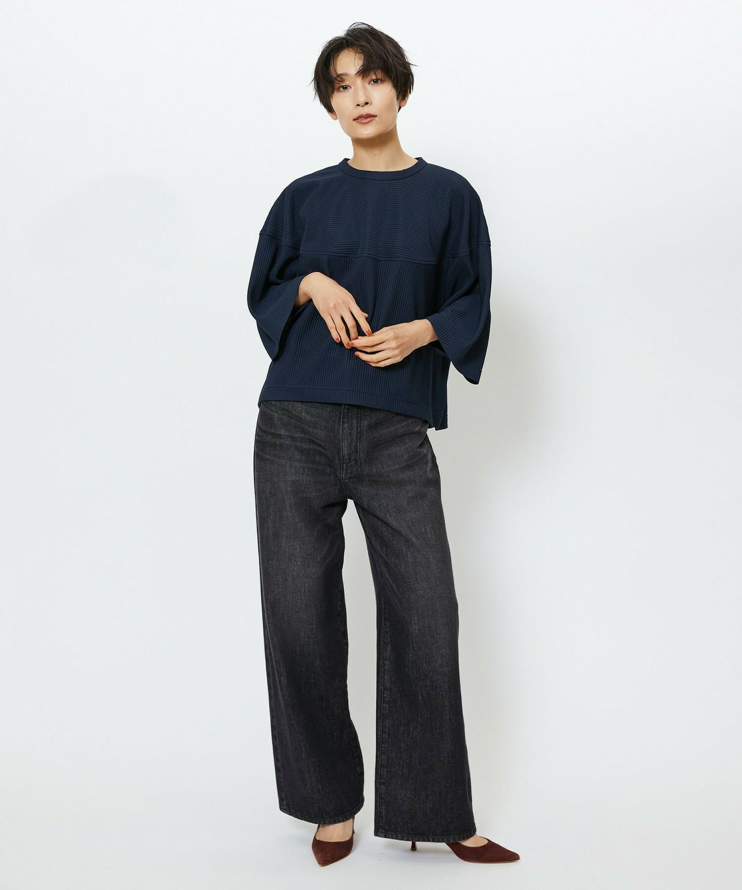 【feerique】【Lサイズ】feerique　キルトストライプコクーンシルエットプルオーバー 詳細画像 ブラウン 15