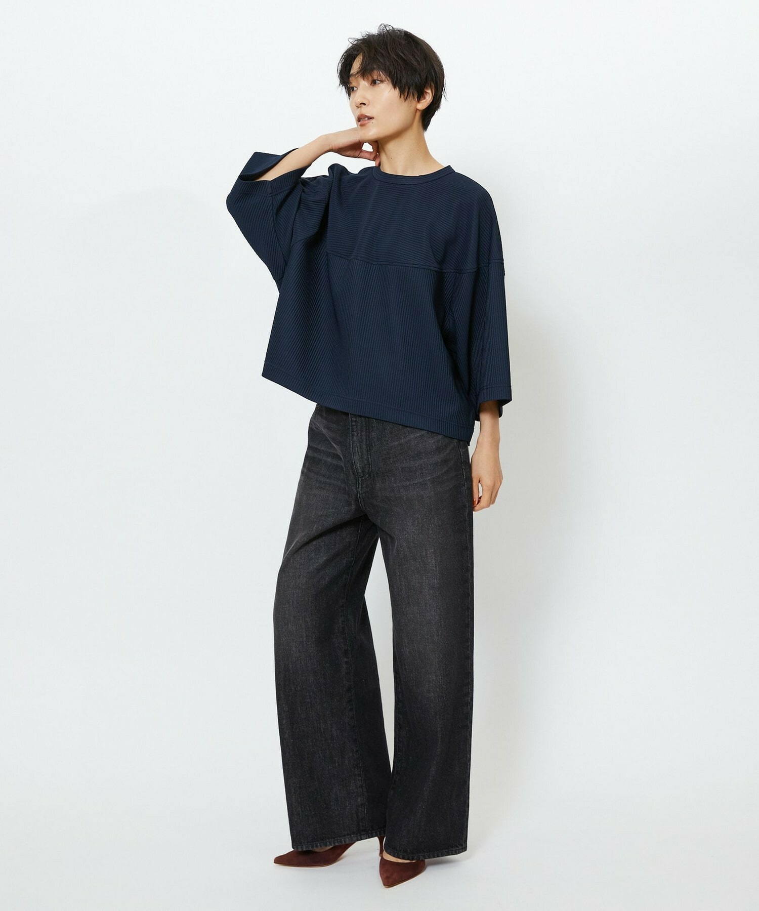 【feerique】【Lサイズ】feerique　キルトストライプコクーンシルエットプルオーバー 詳細画像 ブラウン 17